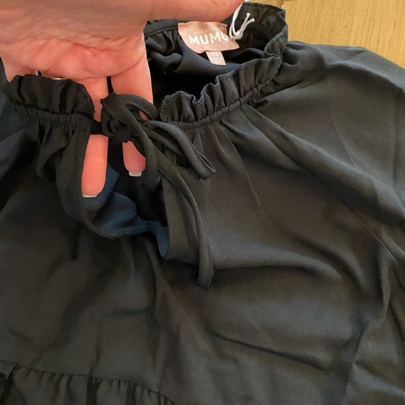 Women’s Black Longer Sleeve Mini Dress Viola Peasant Ruffle New XS - Picture 7 of 14